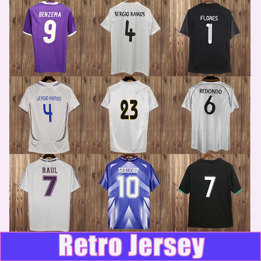 98 99 RAUL Mens Retro Soccer Jerseys RonAldO ALONSO SEEDORF ZIDANE CANNAVARO R.CARLOS KAKA' SERGIO RAMOS Home Away 3rd vintage Football Shirt Uniforms
