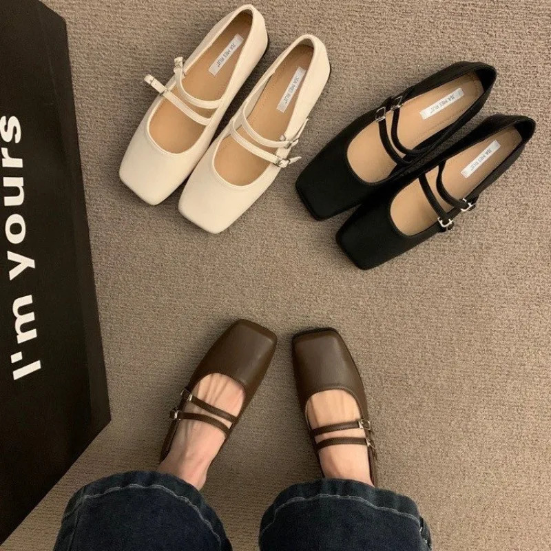 Square Toe Women Mary Jane Fashion Shallow Ladies Casual Soft Sole Flats Spring Womens Comfort Ballerinas Shoes 240629