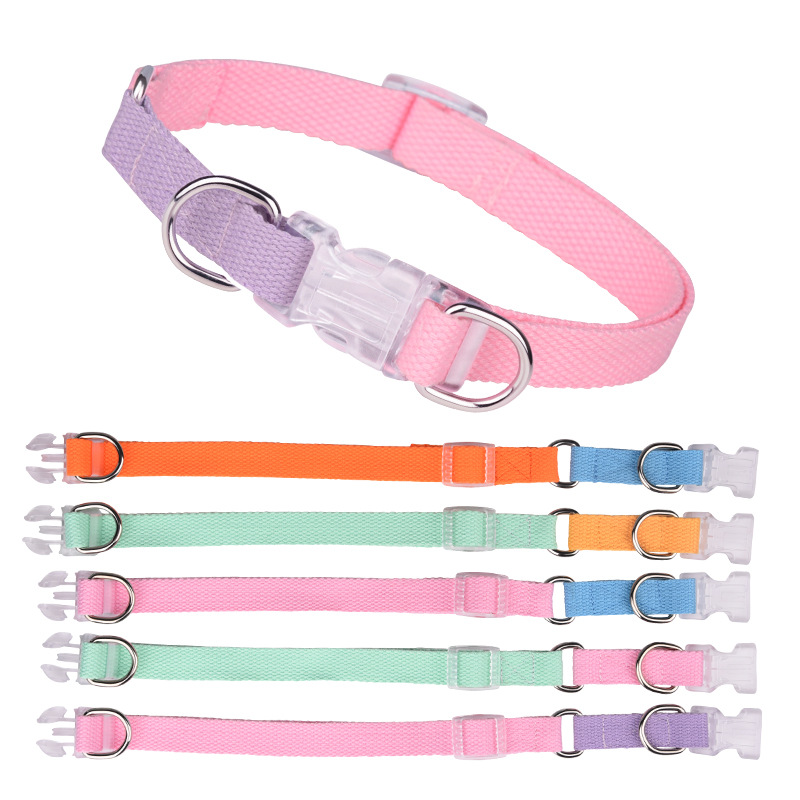 Dog Collars Adjustable Size Pet Items Colorblock Collars Polyester Material Pet Dog Accessories for Small & Medium Dog Products