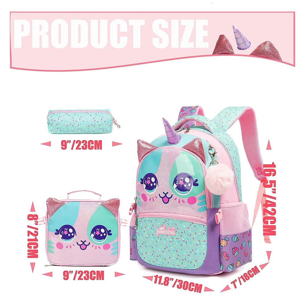 Kids Backpacks for Girls School Bag with Lunch Box School Backpack for Girls Set Cute Bookbag for Kindergarten 240621