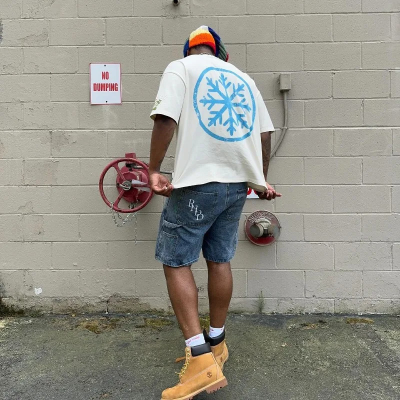 High Street vintage style round neck cotton short sleeve American T-shirt Women Y2k letter print Harajuku casual couple shirts 240626