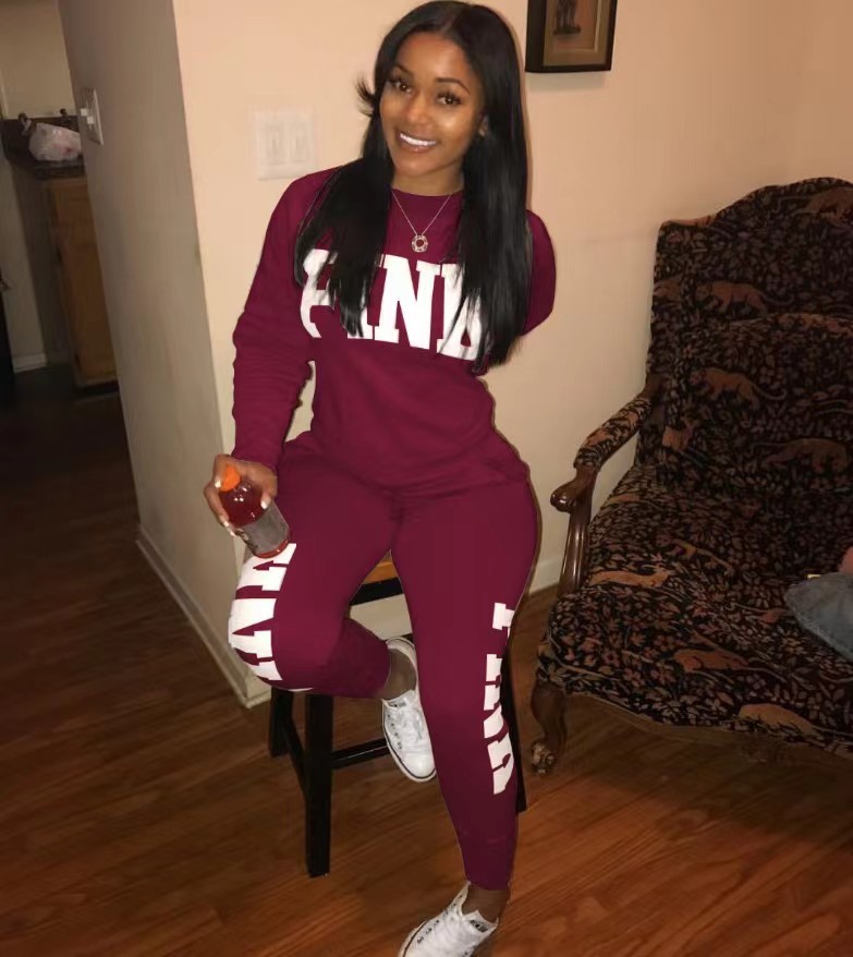 2024 New Casual 2Piece Sets Womens OutfitsSexy Sweatsuit Set Letter Print 3XL Tops And Skinny Pants Sweat Suits 2 PCS Tracksuits