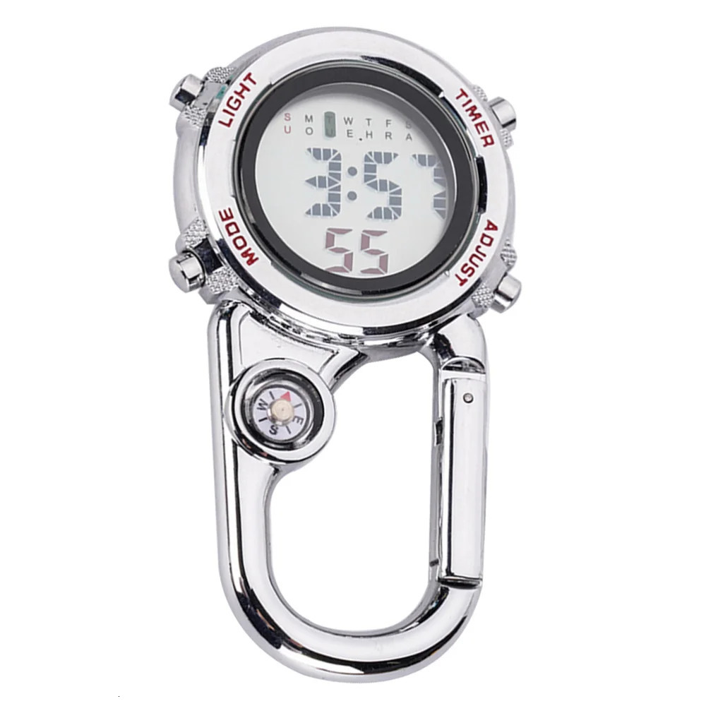 Multifunction Hook Up Carabiner Watch Sports Digital Watches Portable Mini Clip On Watch Clip Fashion Watch Gifts for Men Women 240626