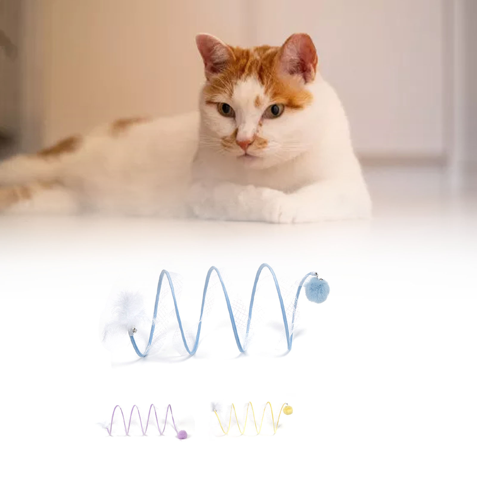 Folded Cat Tunnel With Rolling Ball Collapsible S Shape Interactive Pet Play Tunnels Tube For Home Indoor