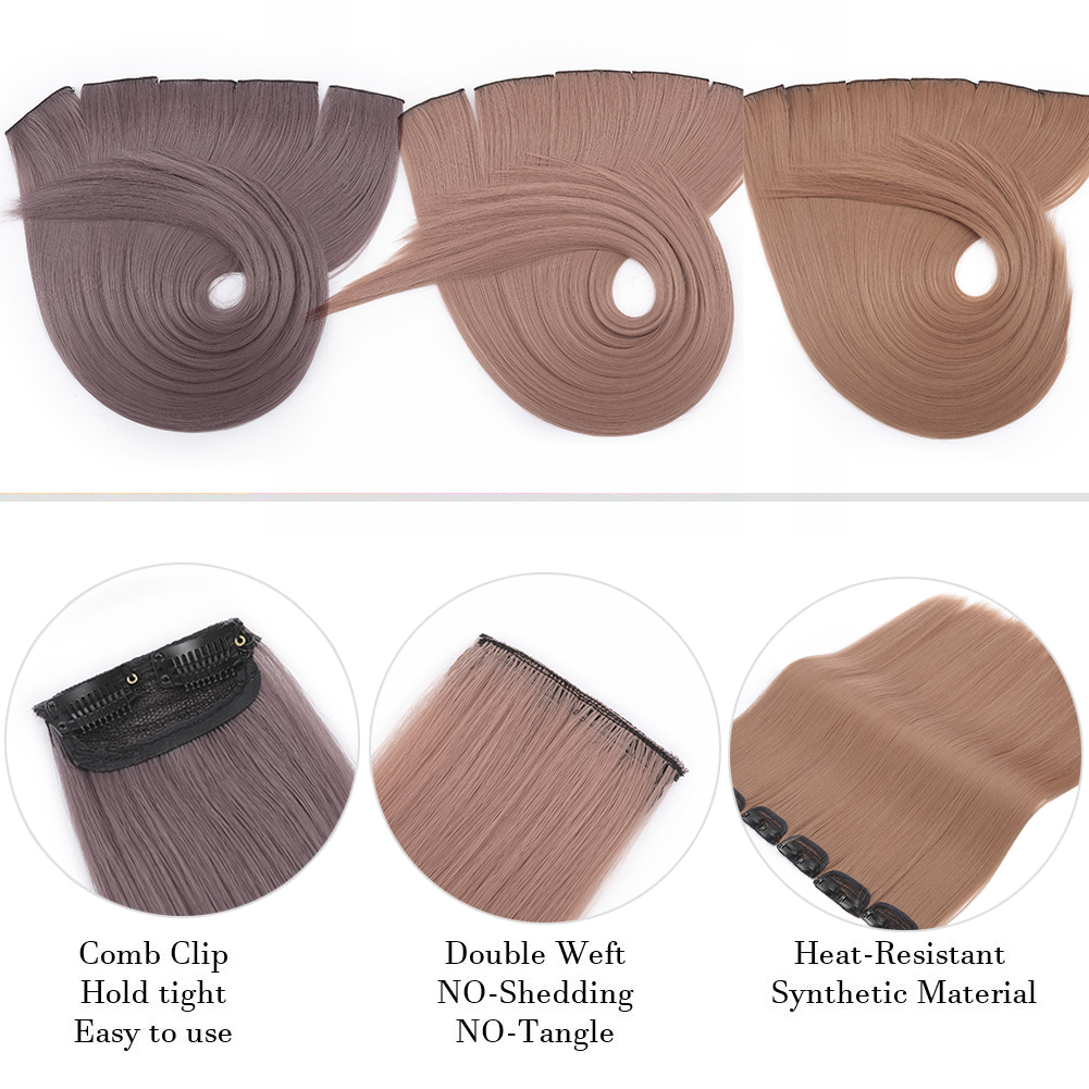 S-noilite Synthetic 1Pack Long Multi-colors Straight Clip In Hair Extensions Colored Party Highlights Hairpiece For Girls Party