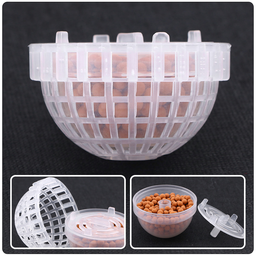 2 Pcs Moss Valued Hemisphere Balls Plastic Filter Fish Tank Ceramsite Decor Water Grass Shrimp Hiding Houses