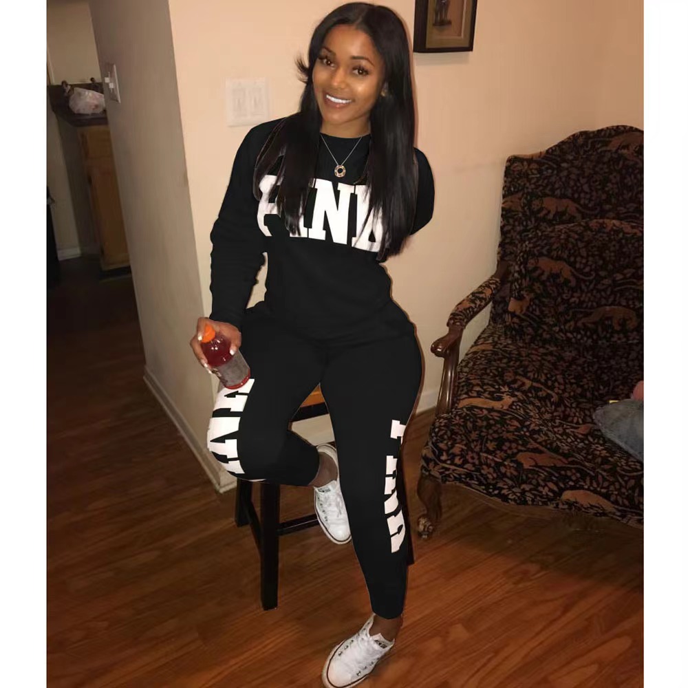 2024 New Casual 2Piece Sets Womens OutfitsSexy Sweatsuit Set Letter Print 3XL Tops And Skinny Pants Sweat Suits 2 PCS Tracksuits