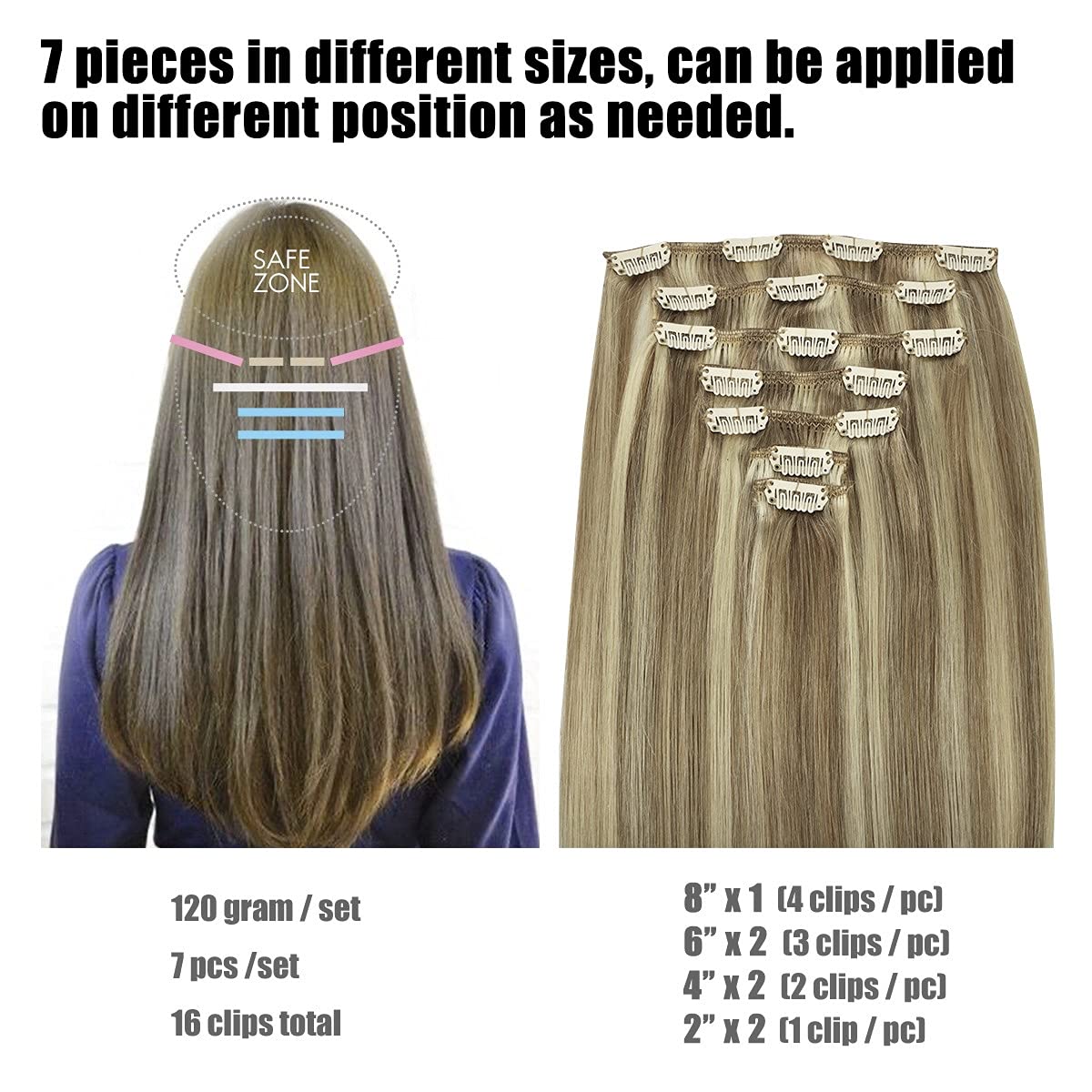 Remy Clip in Hair Extensions Invisible Straight Ombre Golden Blonde Natural Hair Human Extensions With Clips 14-24inch 120G