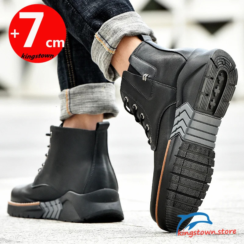 Men Leather Ankle Boots Elevator Shoes Booster Height Increase Insoles 6cm Adjustable Soles Lifts for Man British 240620
