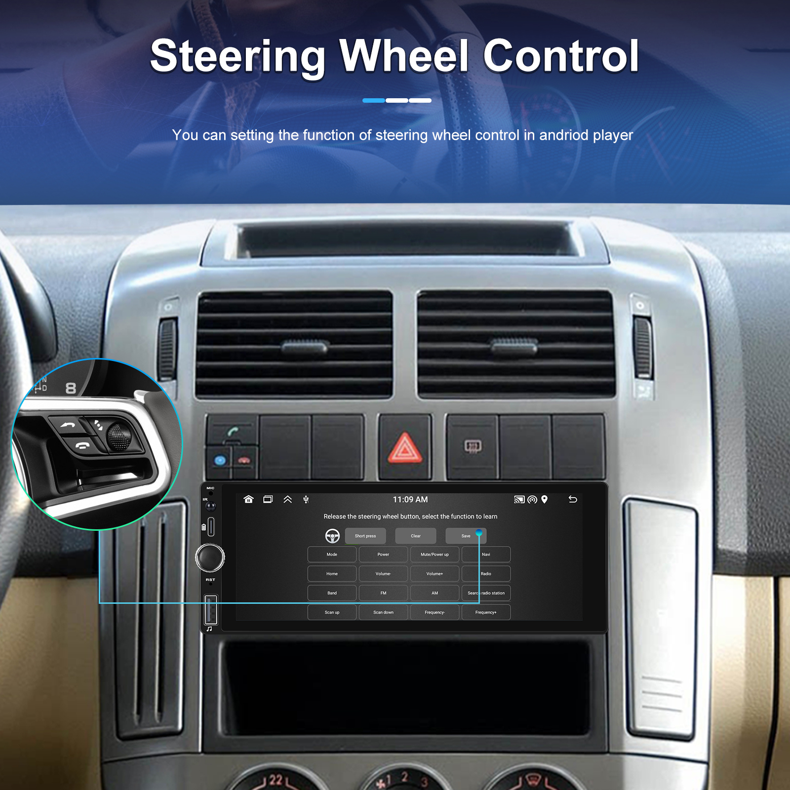 Podofo 6.86" Android Car Radio HD Mirror Touch Screen Carplay Multimedia Stereo MirrorLink BT USB FM Player MP5 GPS Navigation