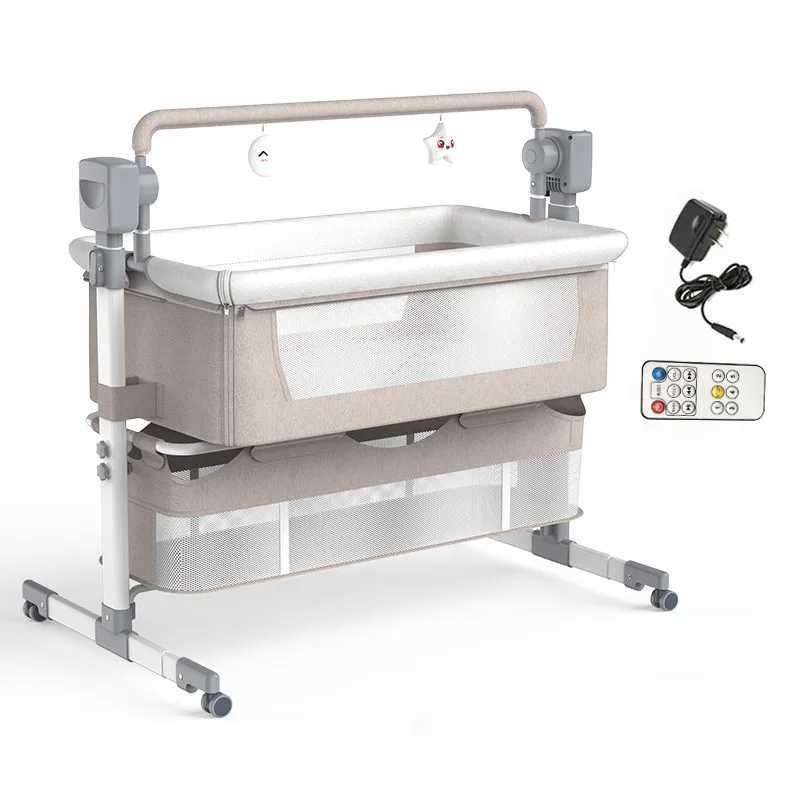 Baby Cribs Electric Baby Bed Cribs Portable Foldable Electric Cot Safety kids Cribs Bassinet Baby swing bed WX