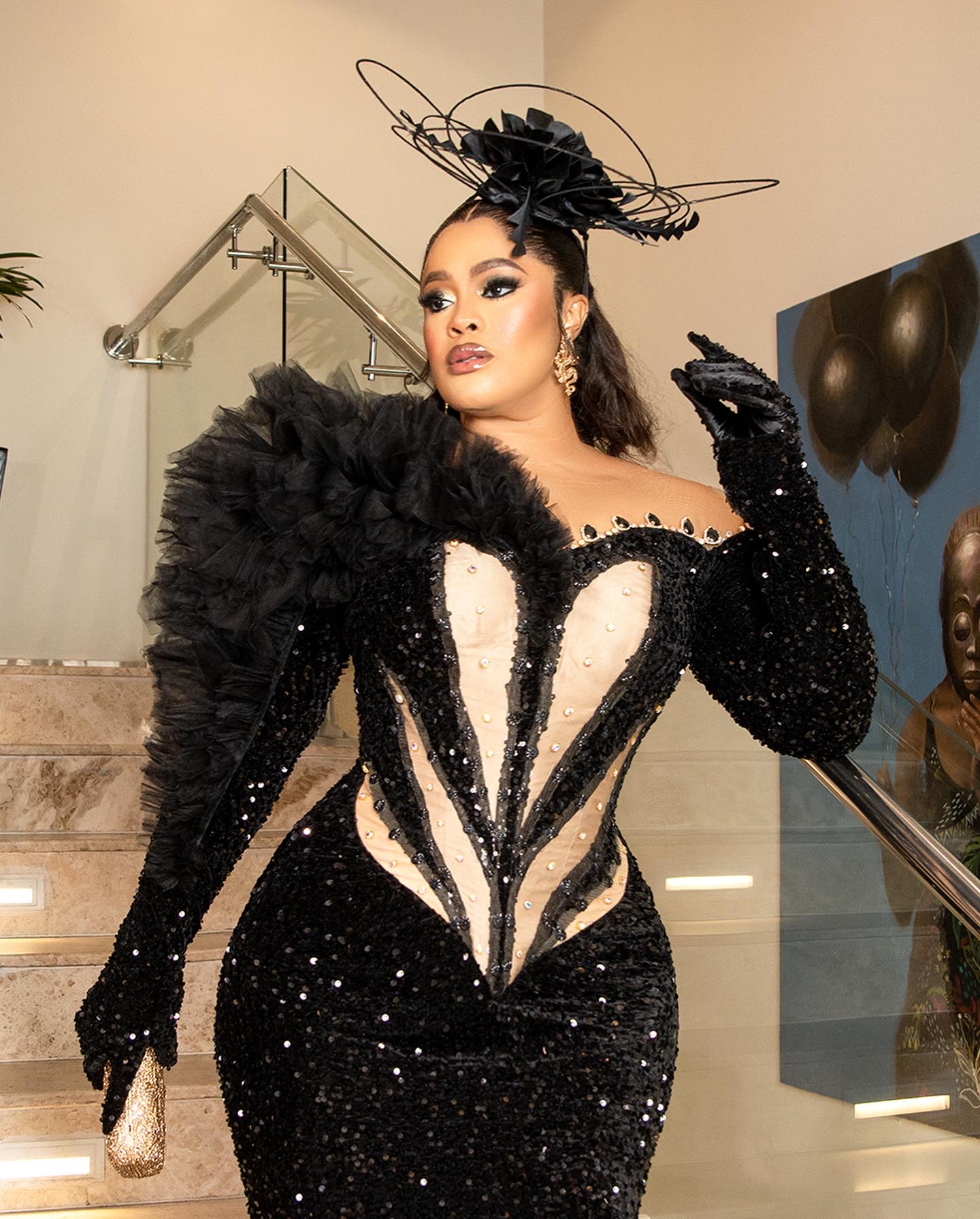 2024 Plus Size Black Mermaid Prom Dresses For Special Occasion Sequined Crystals Evening Formal Party Second Reception Birthday Engagement Gowns Dress