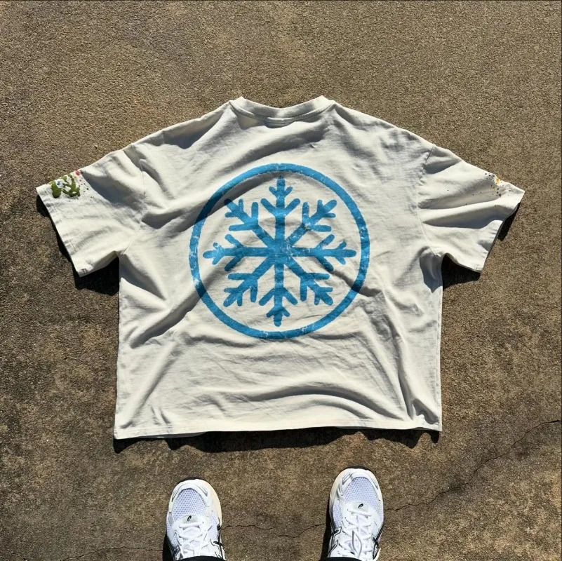 High Street vintage style round neck cotton short sleeve American T-shirt Women Y2k letter print Harajuku casual couple shirts 240626