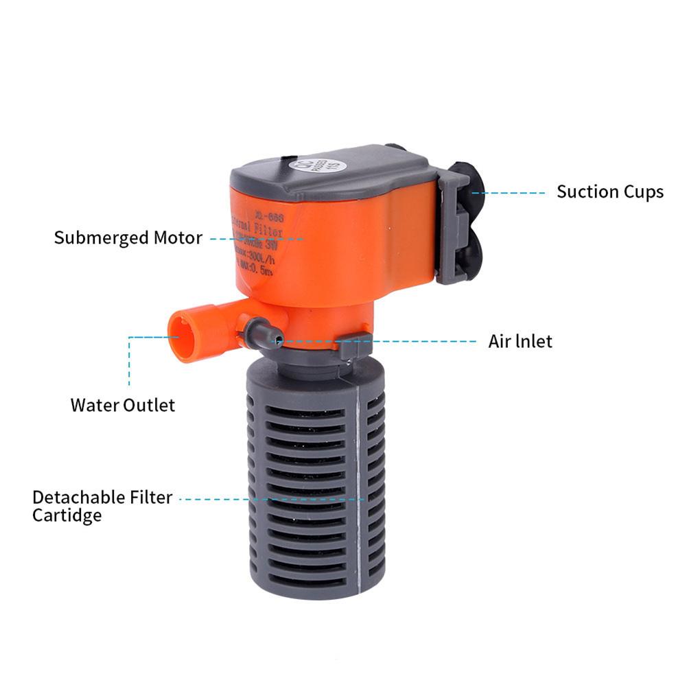 3-in-1 Submersible Aquarium Internal Filter, Filter With Water Pump for Fish Tank