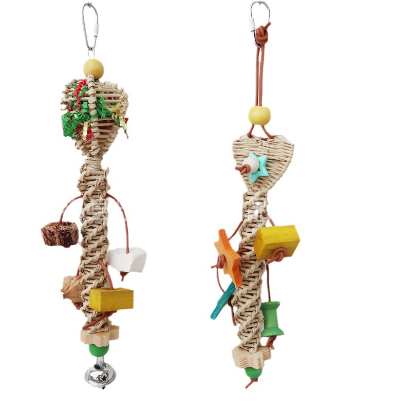 Natural Bamboo Rattan/Paper Weaving Cage Pet Bird Chewing Toys Parrot Cage Foraging Shredder Bird Accessories 앵무새용품