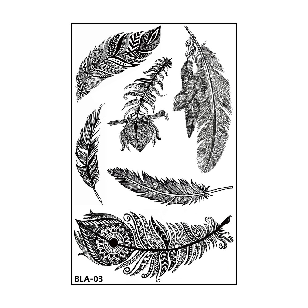 Women Waterproof Temporary Tattoo Sticker Mandala Flower Tatoo Elephant Feather Body Art Water Transfer Clavicle Temporary Tatto