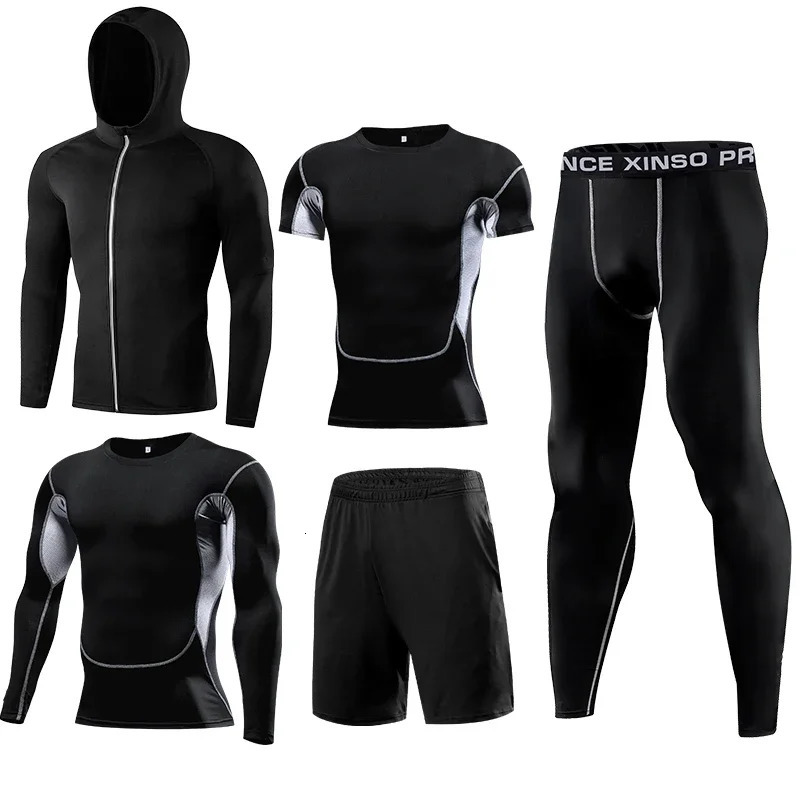 Compression Sports Wear Mens Running Tracksuit Suit Gym Fitness Clothes Sets Jogging Basketball Training 240620