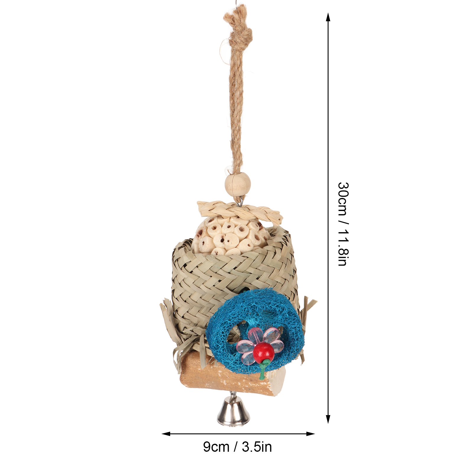 Parrot Chewing Toys Palm Leaves Weaving Biting Toys Colorful Loofah Foraging Toy For Birds
