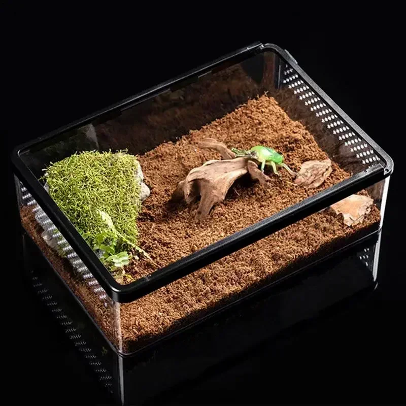 Reptile Feeding Boxs Transparent Amphibian Insect Reptile Breeding Box Ventilated Hatching Container Reptile Terrarium Tanks