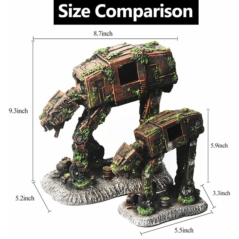 Transforming Robot Decoration Fish Tank Accessories Statue Car Dog Robot Mechanical Leopard Ornaments Aquarium Decoration Rock 240624