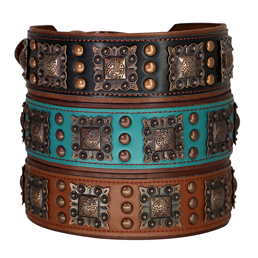 Dog Collars Genuine Leather Dog Collar 2inch Wide Cool Spikes Durable Collars for Medium Large Dogs German Shepherd Pitbull Correa H250219