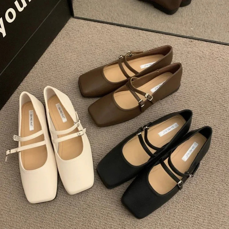 Square Toe Women Mary Jane Fashion Shallow Ladies Casual Soft Sole Flats Spring Womens Comfort Ballerinas Shoes 240629