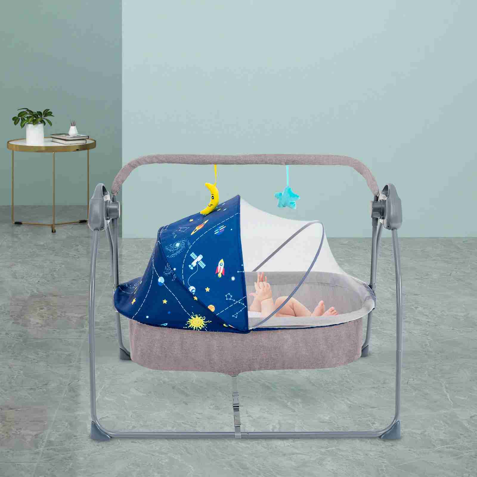 Baby Cribs Baby Cradle Swing 5 Speed Electric Stand Crib Auto Rocking Chair Bed with Remote Control Infant Musical Sleeping Basket for 0-1 WX