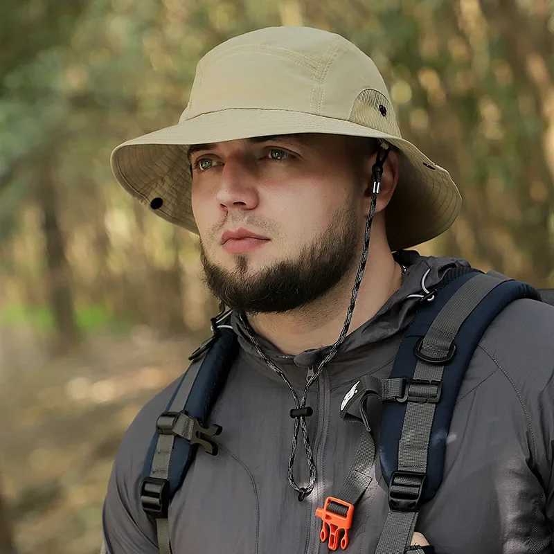 Wide Brim Hats Bucket Hats 60-65cm XXL Big Head Hat Men Lightweight Sunscreen Quick-drying Sun Bucket Hats Summer Outdoor Jungle Fisherman Cap 2024