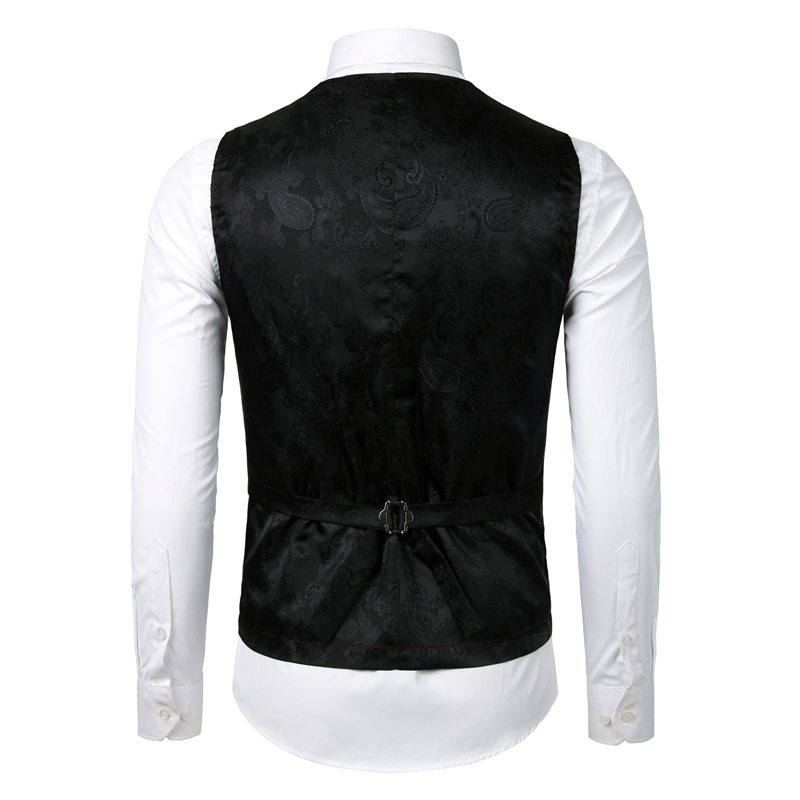 Luxury Royal Blue Paisley Bronzing Vest Men Slim Fit V Neck Wedding Suit Vests Mens Gothic Aristocrat Steampunk Victorian Gilet