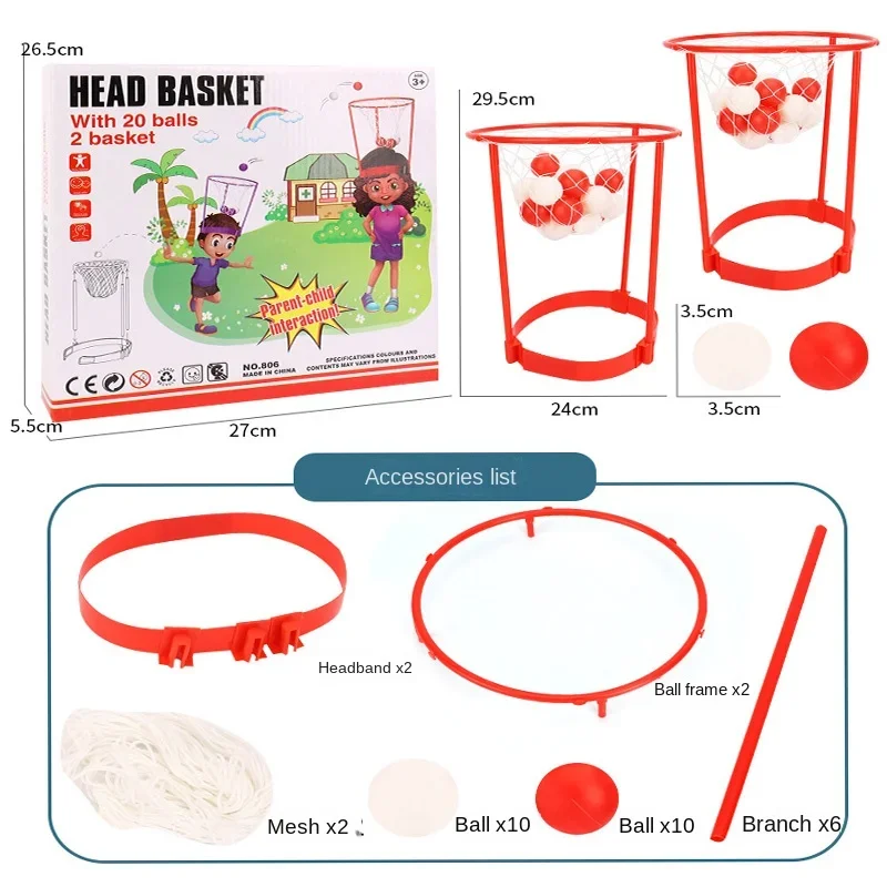 2 Packs Head Hoop Basketball Game Adjustable Basket Net Headband for Carnival Party Birthday Party Family Indoor Outdoor Game