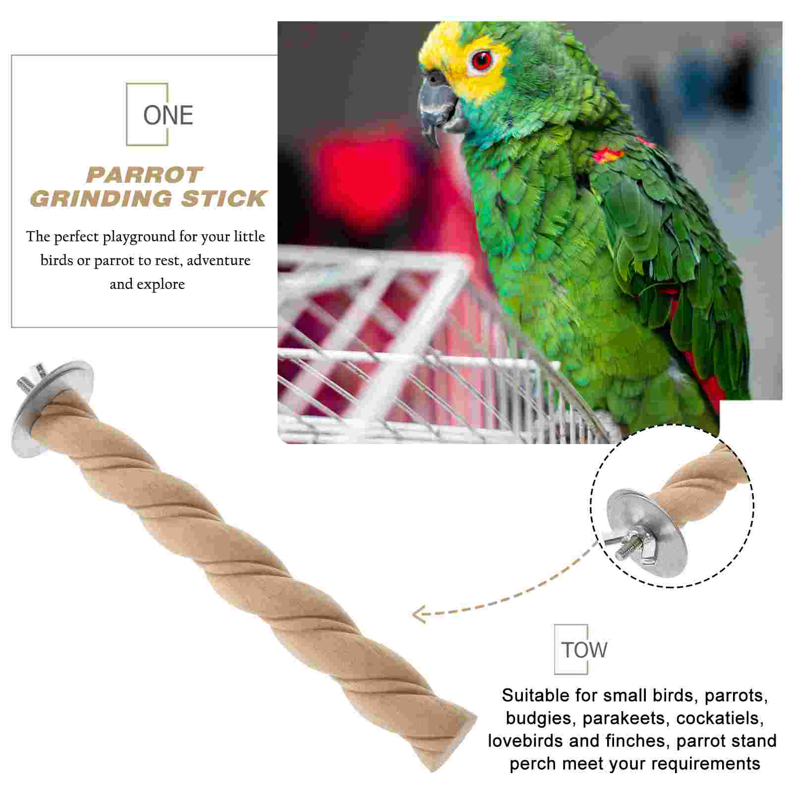 Bird Toy Stand Wood Branches Perches Parakeet Cage Accessories Toys Parrot Cages