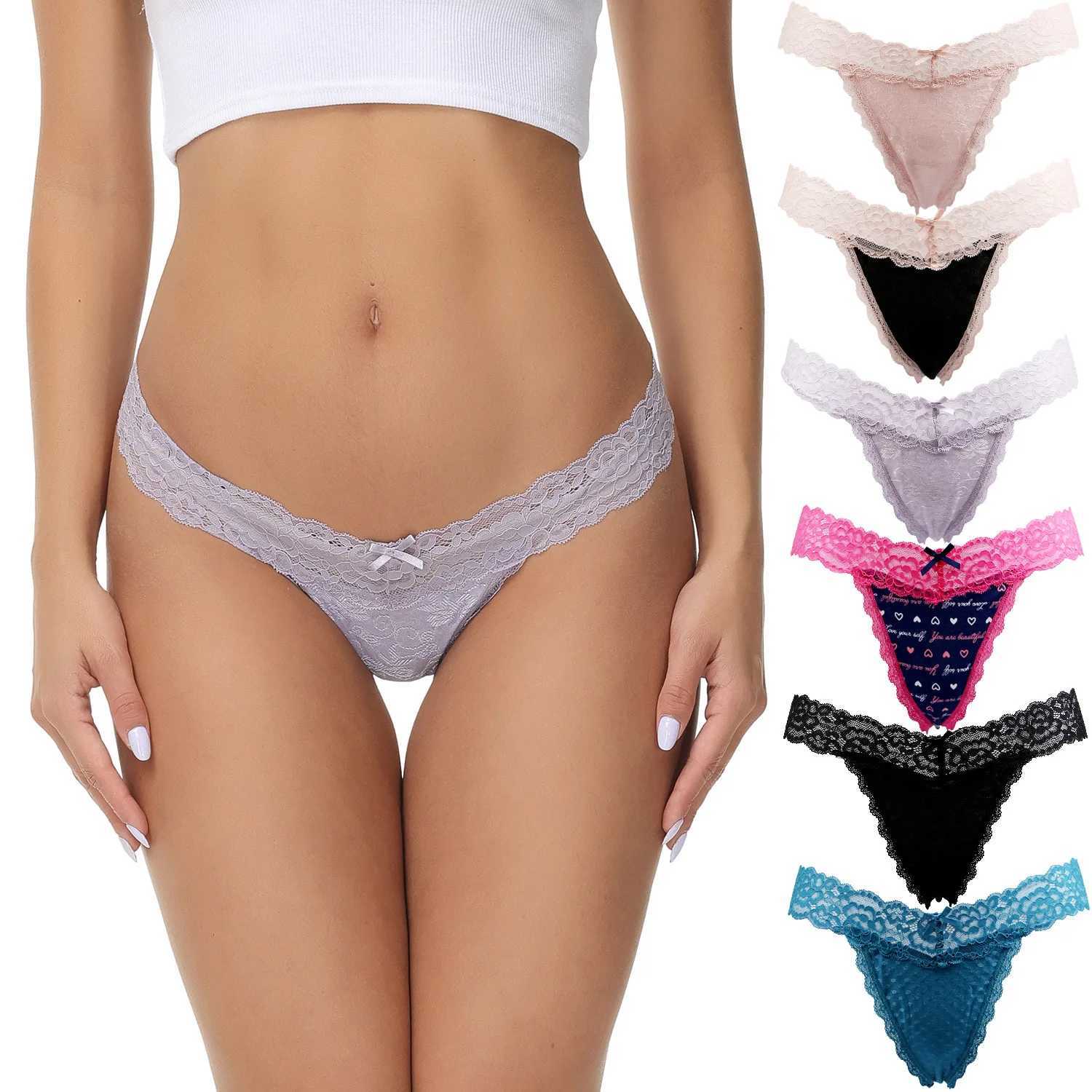 Briefs Panties 6Pcs/Lot XXL VS Cotton thong T-Back lingerie Womens sexy underwear G Strings Large buttocks Womens seamless lace Tanga Hipster lingerie