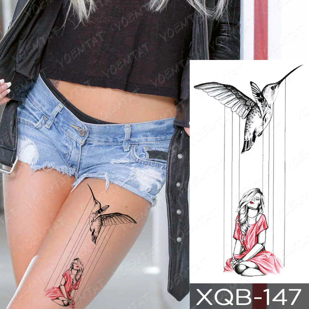 Waterproof Temporary Tattoo Sticker Line Rose Flowers Flash Tattoos Dreamcatcher Bird Lotus Body Art Arm Fake Sleeve Tatoo Women
