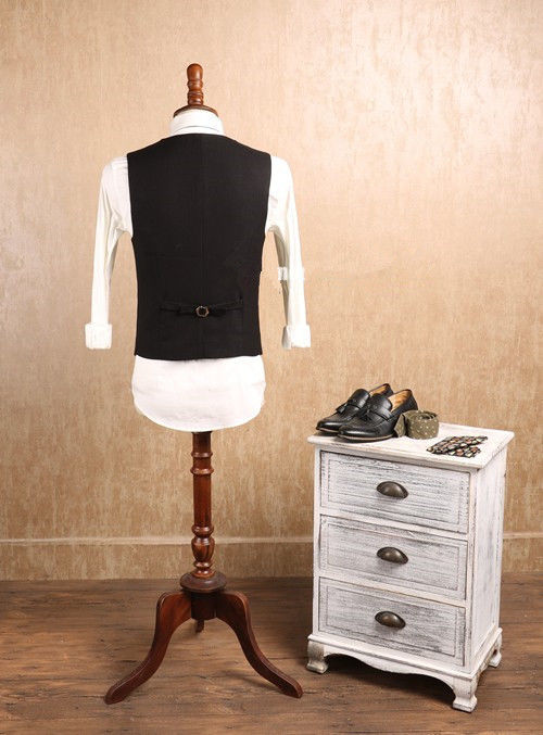 Black Vest for Men Wool V Neck Boutique Elegant Causal Vests Gentleman Jacket Groosmen Groom Wear Clothing Men Suitwear 2021