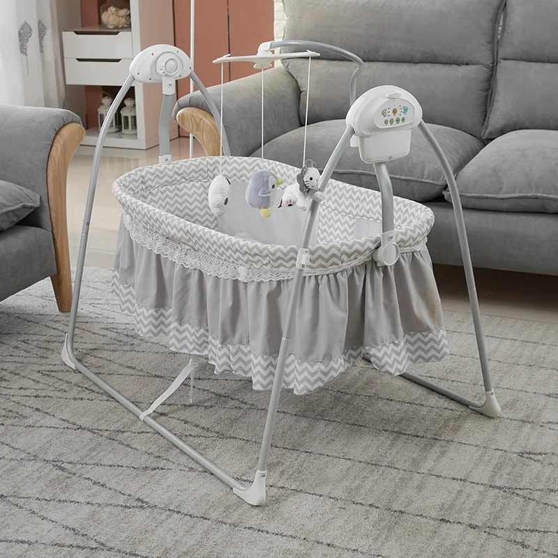 Baby Cribs Automatic Folding Crib Babies Furniture Sleeping Cradle Electric Baby Swing Bed with Toys WX
