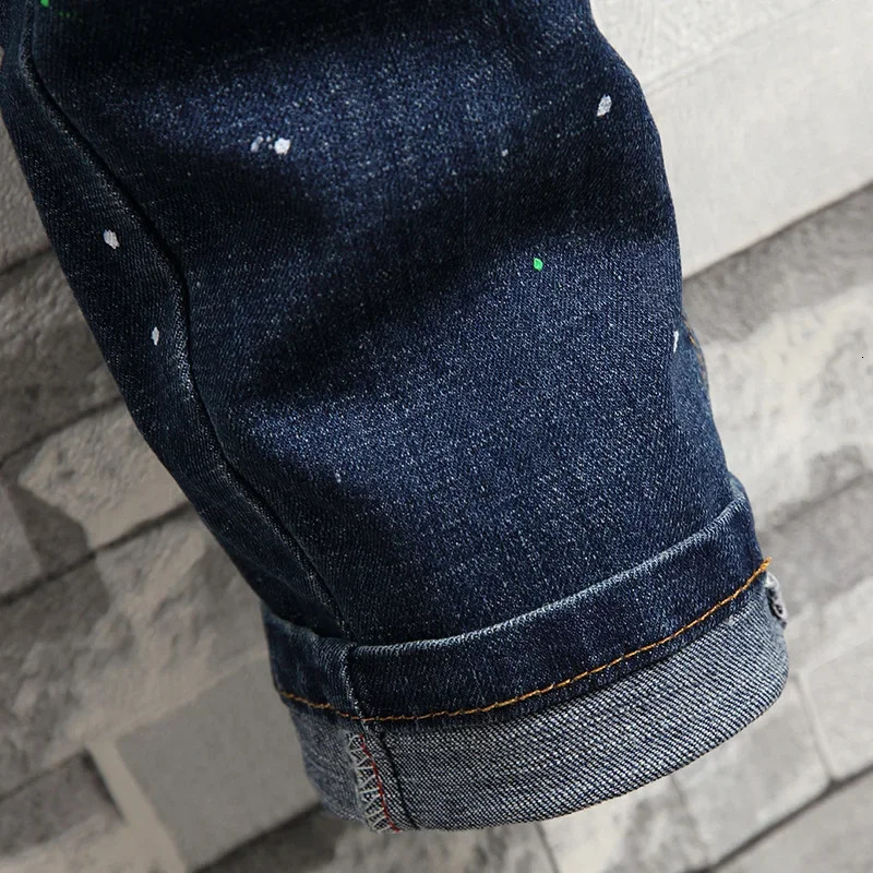 Spring Style Retro Fashion Ripped Slim Jeans for Men High Street Versatile Stretch Straight Leg Denim Trousers Male 240619