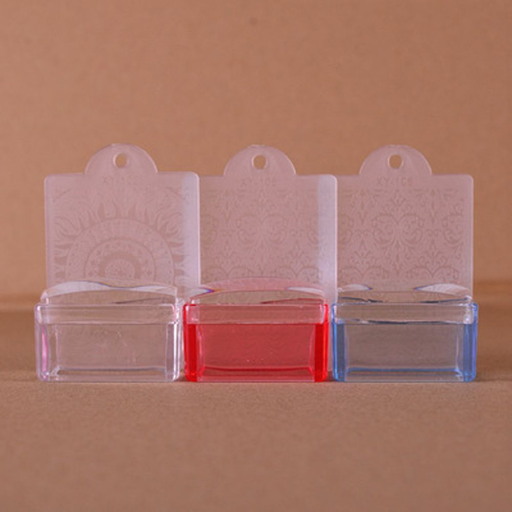 Crystal Silicone Head Jelly Nail Art Stamper Scraper Set Polish Transfer Template Kits Manicure Scraper Rectangle Nail Stamper