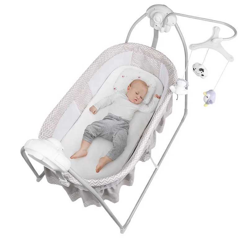Baby Cribs Automatic Folding Crib Babies Furniture Sleeping Cradle Electric Baby Swing Bed with Toys WX