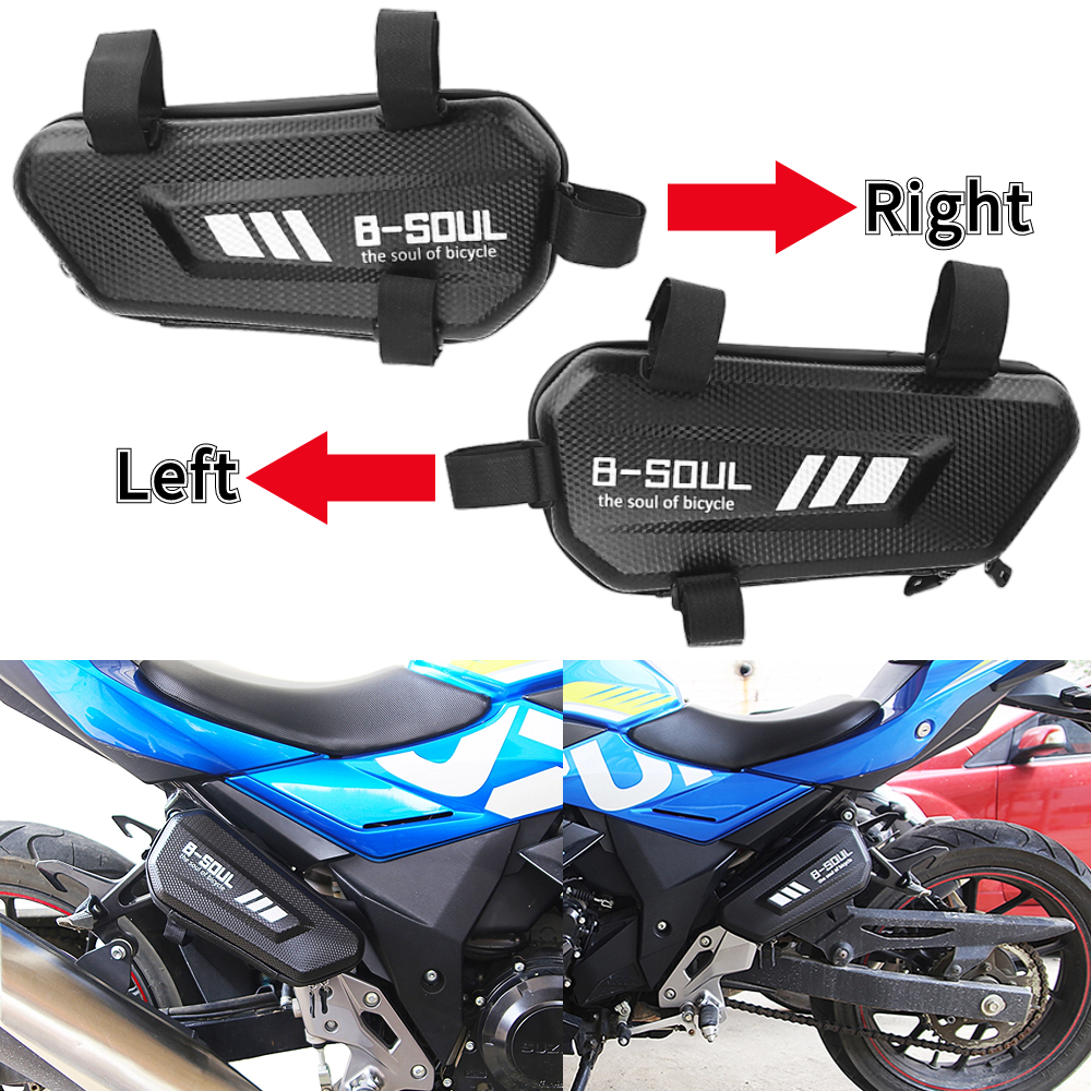 B-SOUL Motorcycle Side Bags Waterproof EVA Hard Shell Frame Package Electric Bike Hanging Bag Cycling Mountain Bicycle Pouch Bag