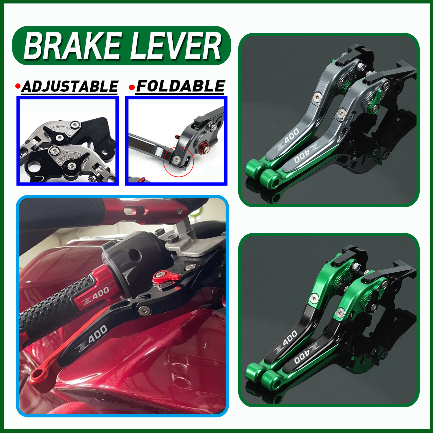 For Kawasaki Z400 Z 400 2017-2024 Motorcycle Accessories Brake Lever Clutch Lever Set Adjustable Folding Handle Guard Levers