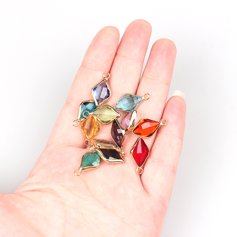 12pcs/lot Shuttle shape Crystal Charms Beads 18*10MM For Glass Living Memory Locket DIY Necklace Bracelet Accessories