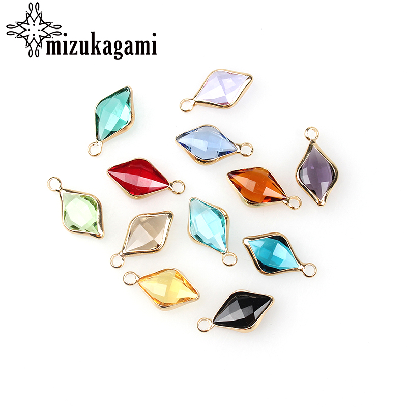 12pcs/lot Shuttle shape Crystal Charms Beads 18*10MM For Glass Living Memory Locket DIY Necklace Bracelet Accessories