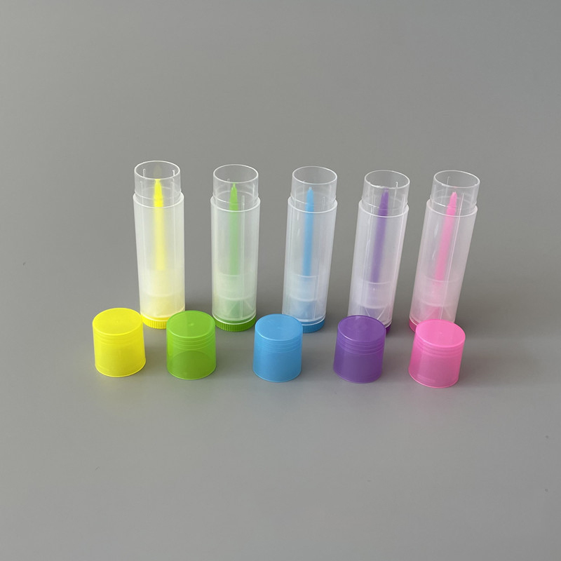 100PCS 5g DIY Empty Colorful transparent lip balm lipstick tube bottle Mouth Lip Balm Stick Sample Cosmetic Container ZKH11
