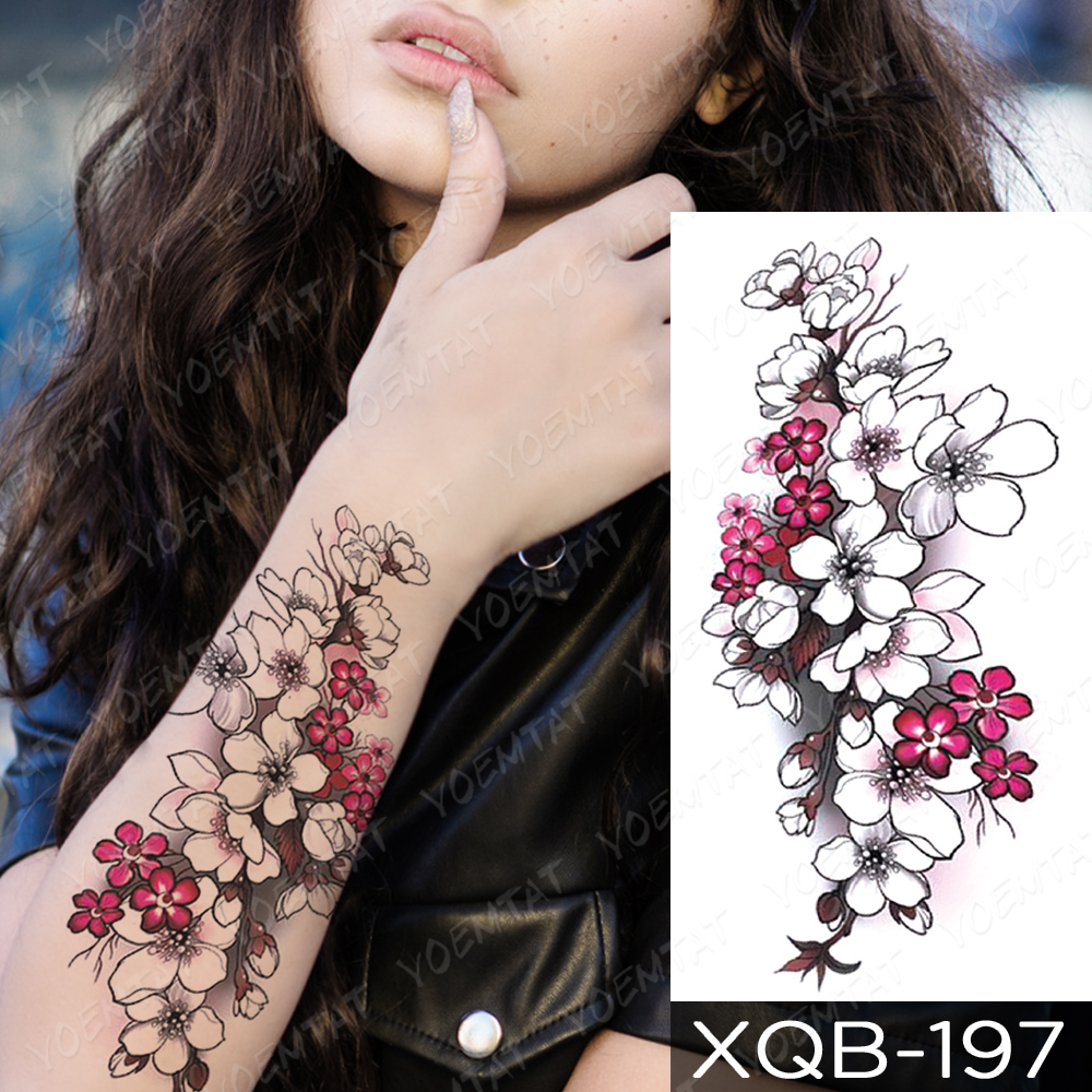 Waterproof Temporary Tattoo Sticker Lotus Butterfly Rose Flash Tattoos Flowers Bird Dreamcatcher Body Art Arm Fake Sleeve Tatoo
