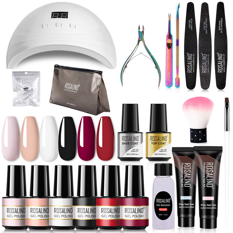 ROSALIND Nail Gel Manicure Set Lamp Gel Tools Kits For Nails Art UV Lamp Semi Permanent Nail Gel Polish Set With Base Top Coat
