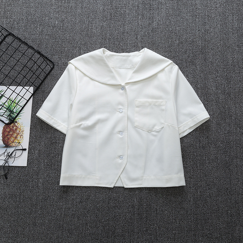 2021 Japanese School Short Sleeve White Sailor Suit T-shirt Sapporo Lapel Kanto Kansai Lapel Nagoya Lapel JK Uniforms Basic Tops