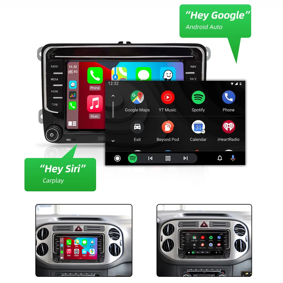 2 Din 7 Inch Android 12.0 Car Radio GPS For VW Volkswagen Skoda Octavia Golf 5 6 Touran Passat B6 Polo Jetta Car Multimedia Play