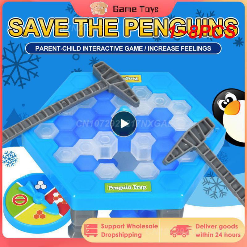 1~8PCS Mini Penguin Trap Parent-child Interactive Entertainment Indoor Board Game Toys For Kid Family Break Ice Block Save