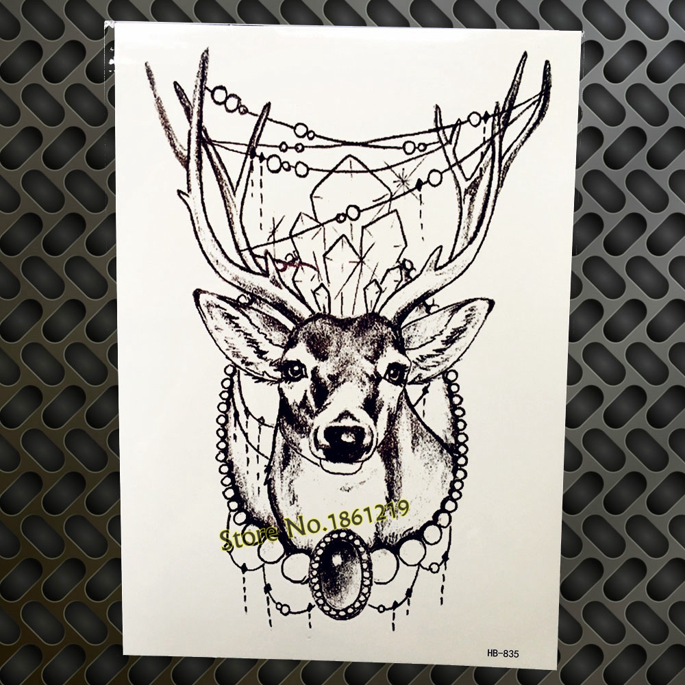 Black Horse Sketch Temporary Tattoo Stickers Women Men Body Art Arm Legs Fake Tatoo 21*15CM Large Transfer Flash Drawing Tattoos