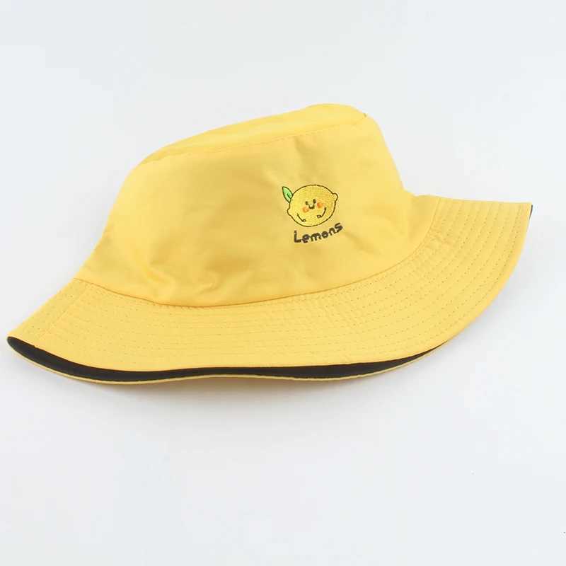 Wide Brim Hats Bucket Hats Panama Bucket Hats Women Men Summer Sun Hat Lemon Pineapple ato Embroidered Fishing Hat Bob Hip Hop Caps